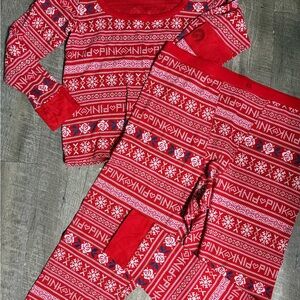 PINK Victoria's Secret Red Fair Isle Pajama Set